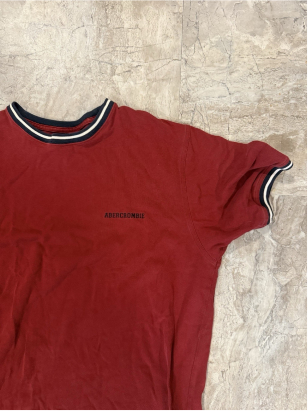 VTG Y2K Abercrombie & Fitch Logo Red Ringer Cotton Crew Neck Tshirt size XL